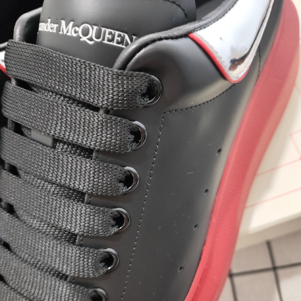 Alexander McQueen Black Sneakers with Red Platform and Silver Heel - Picture 3 of 6